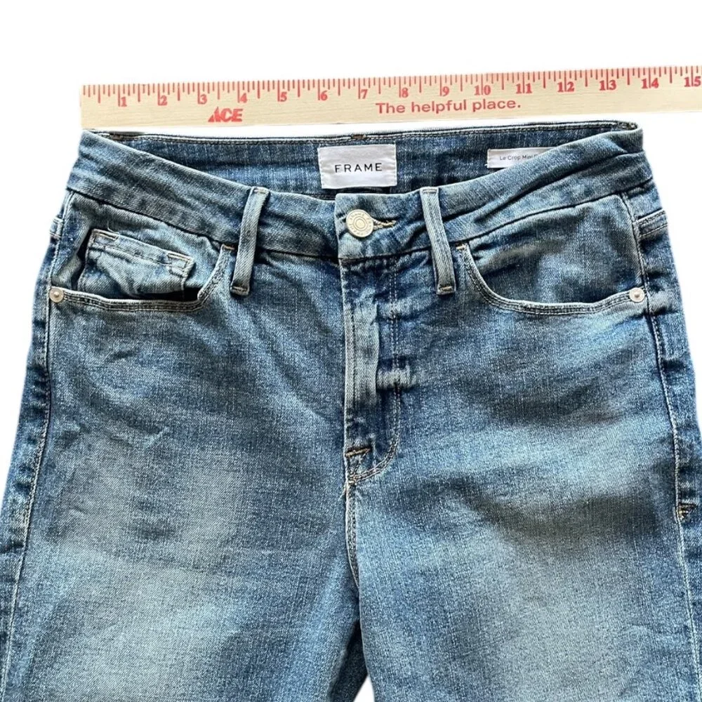 FRAME Le Crop Mini Bootcut Jeans w/ Raw Hem - Cairo Wash – Size 28 - Picture 8 of 10